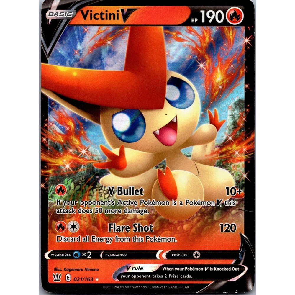 Victini V Ultra Rare SWSH05: Battle Styles 021/163 LP tcga+ Holo